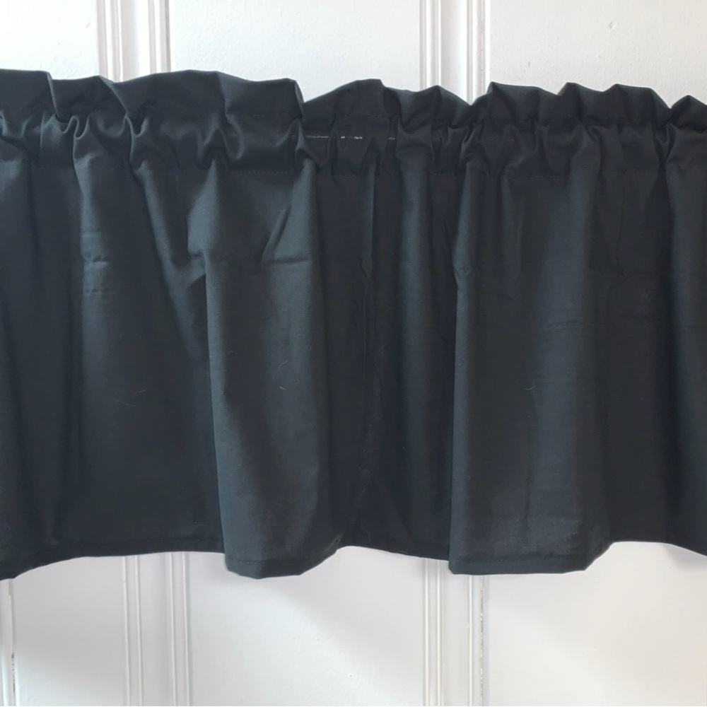 WINDOW CURTAIN VALANCE Black Solid 100% Cotton Handmade Curtains Home Decor